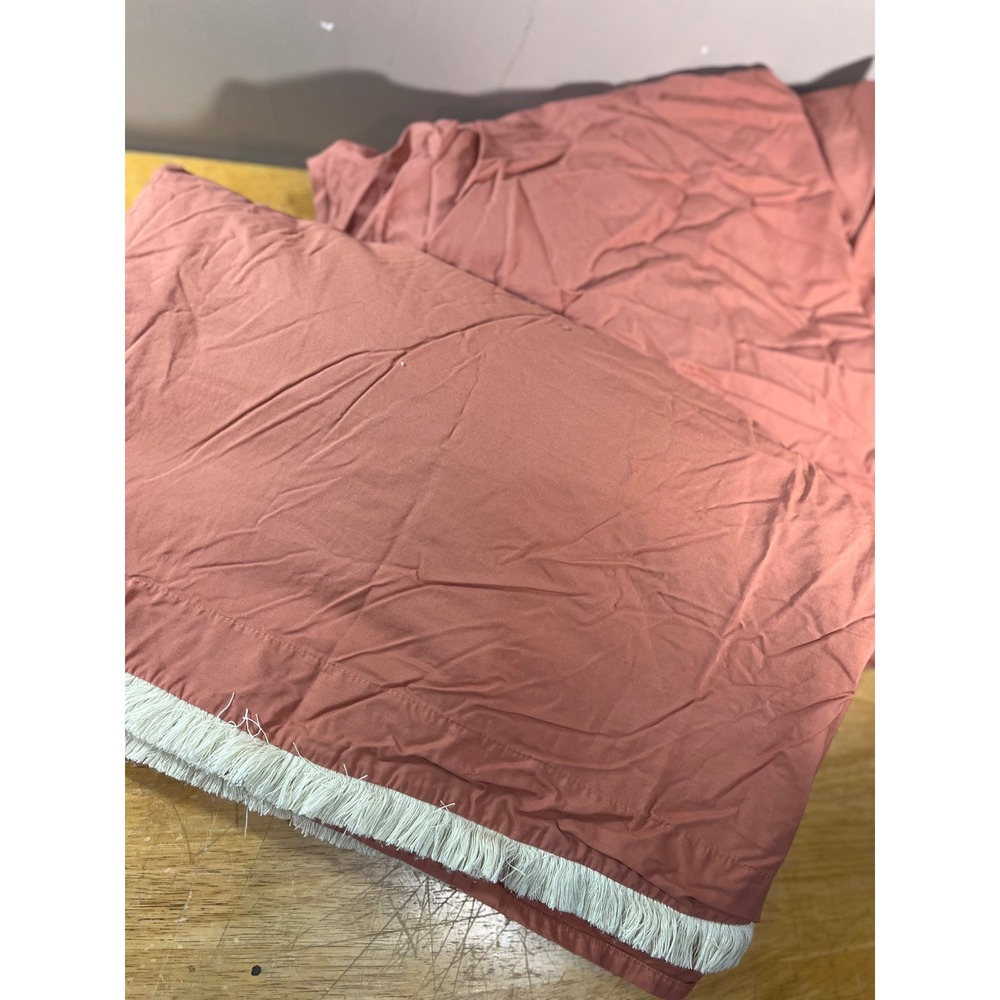 Opalhouse Jungalow Queen Sheet Set Terracotta Cotton Fringe Boho Flat Fitted